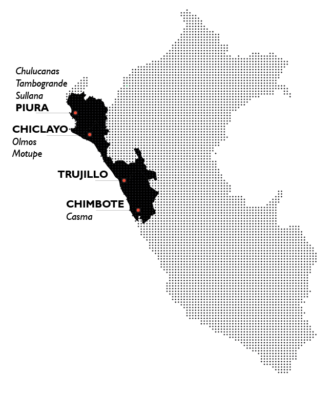 Mapa de producción de mango para exportación